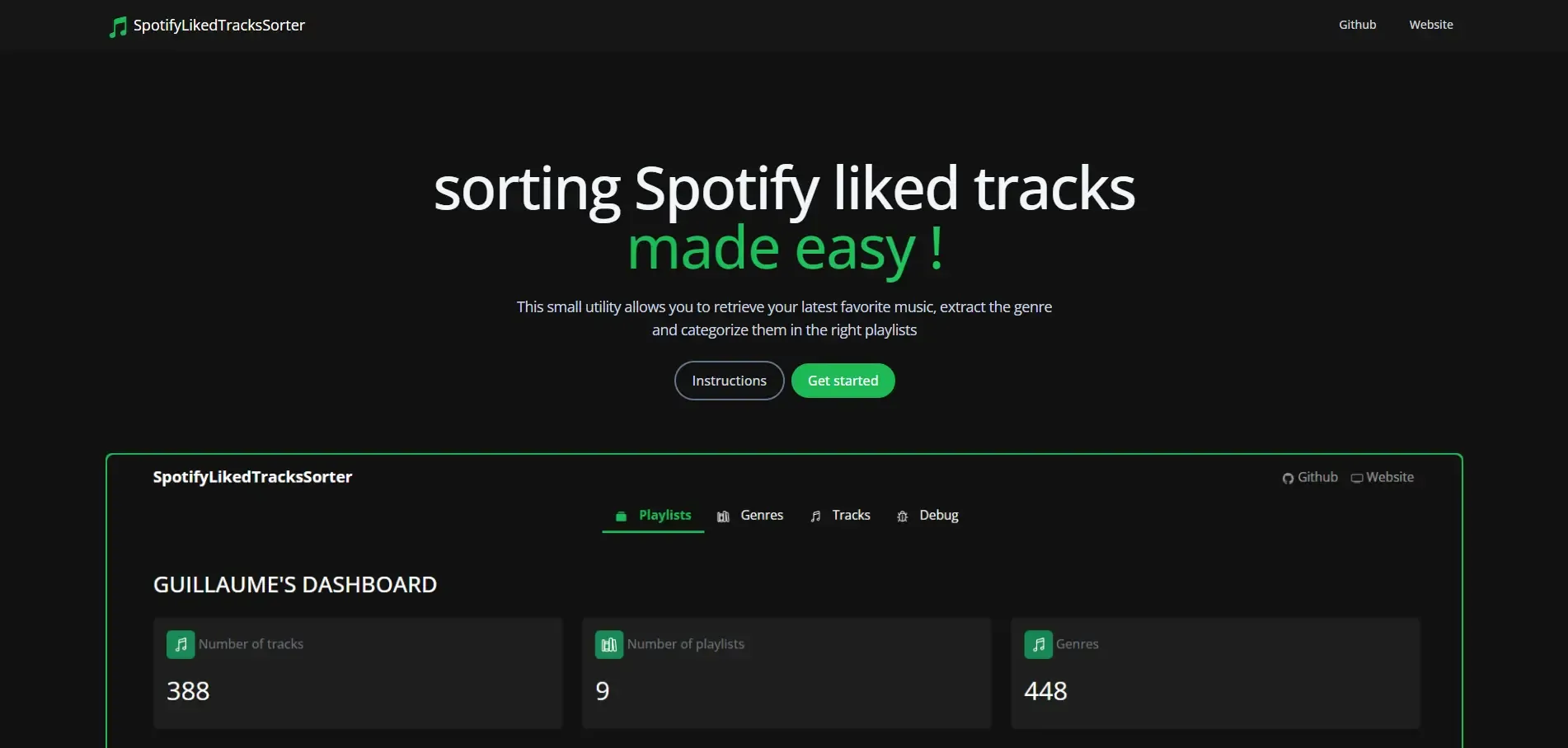 Spotify liked tracks sorter